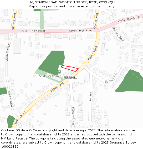 16, STATION ROAD, WOOTTON BRIDGE, RYDE, PO33 4QU: Location map and indicative extent of plot