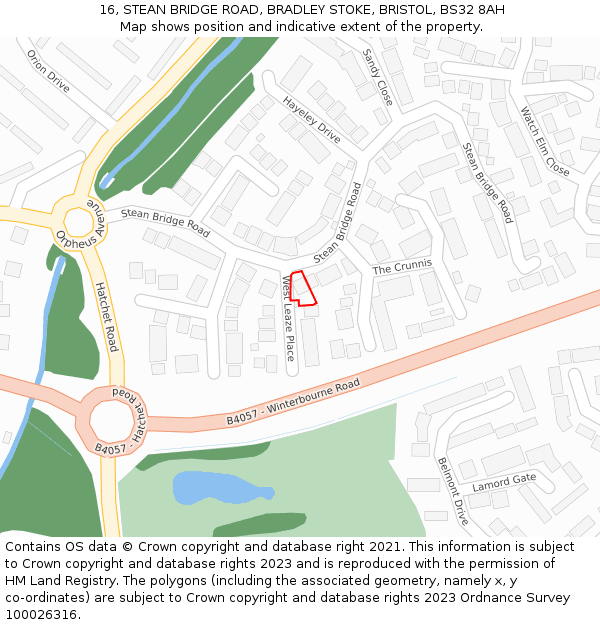 16, STEAN BRIDGE ROAD, BRADLEY STOKE, BRISTOL, BS32 8AH: Location map and indicative extent of plot