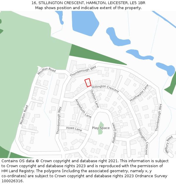 16, STILLINGTON CRESCENT, HAMILTON, LEICESTER, LE5 1BR: Location map and indicative extent of plot