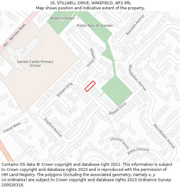 16, STILLWELL DRIVE, WAKEFIELD, WF2 6RL: Location map and indicative extent of plot