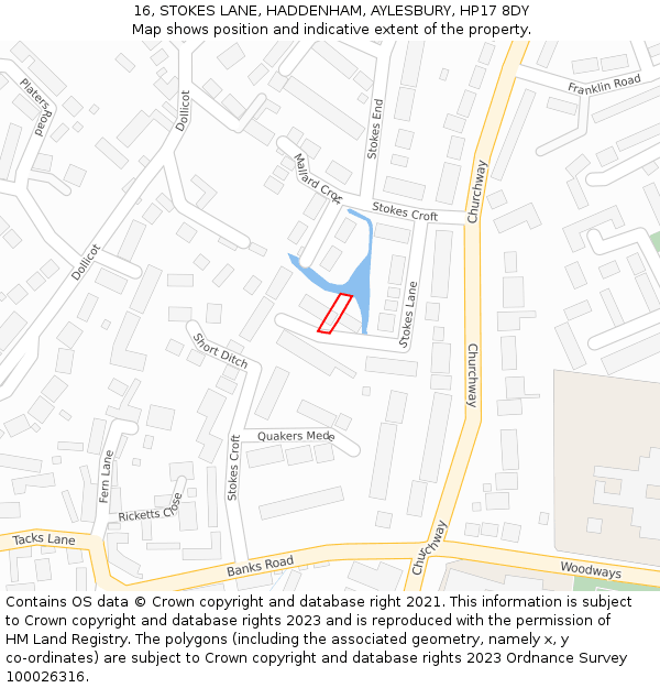 16, STOKES LANE, HADDENHAM, AYLESBURY, HP17 8DY: Location map and indicative extent of plot