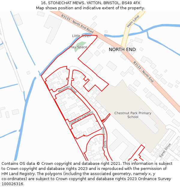 16, STONECHAT MEWS, YATTON, BRISTOL, BS49 4FX: Location map and indicative extent of plot