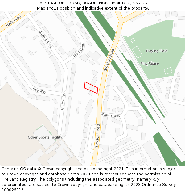 16, STRATFORD ROAD, ROADE, NORTHAMPTON, NN7 2NJ: Location map and indicative extent of plot