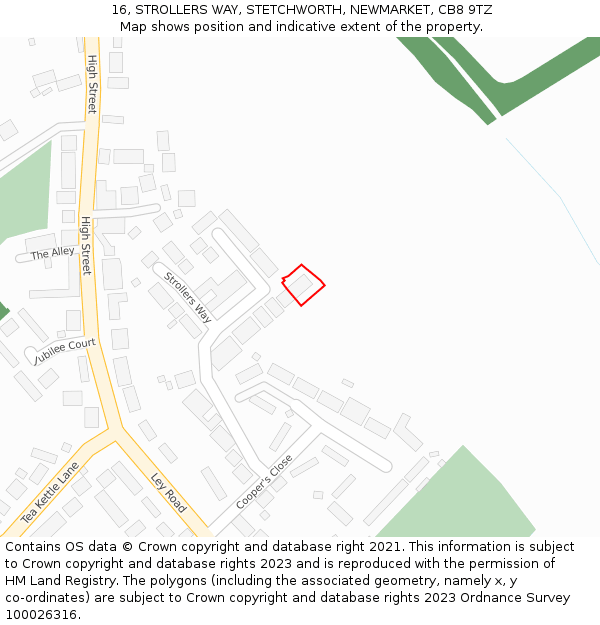 16, STROLLERS WAY, STETCHWORTH, NEWMARKET, CB8 9TZ: Location map and indicative extent of plot