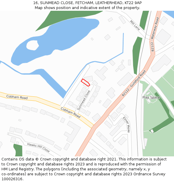 16, SUNMEAD CLOSE, FETCHAM, LEATHERHEAD, KT22 9AP: Location map and indicative extent of plot