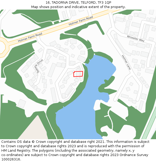 16, TADORNA DRIVE, TELFORD, TF3 1QP: Location map and indicative extent of plot