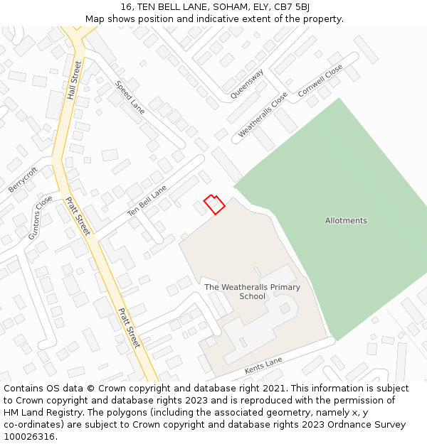 16, TEN BELL LANE, SOHAM, ELY, CB7 5BJ: Location map and indicative extent of plot