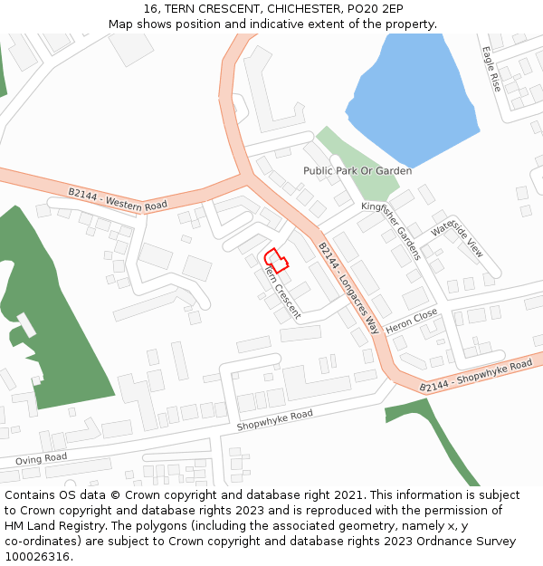 16, TERN CRESCENT, CHICHESTER, PO20 2EP: Location map and indicative extent of plot