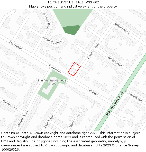 16, THE AVENUE, SALE, M33 4PD: Location map and indicative extent of plot