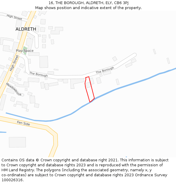16, THE BOROUGH, ALDRETH, ELY, CB6 3PJ: Location map and indicative extent of plot