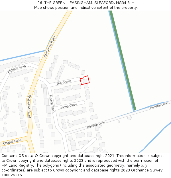 16, THE GREEN, LEASINGHAM, SLEAFORD, NG34 8LH: Location map and indicative extent of plot