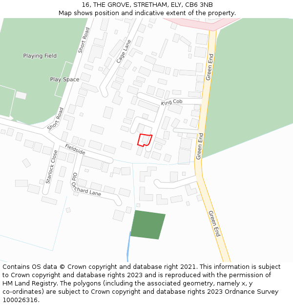 16, THE GROVE, STRETHAM, ELY, CB6 3NB: Location map and indicative extent of plot