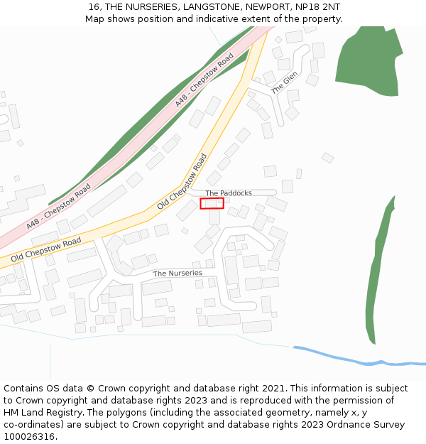 16, THE NURSERIES, LANGSTONE, NEWPORT, NP18 2NT: Location map and indicative extent of plot