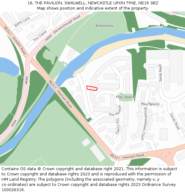 16, THE PAVILION, SWALWELL, NEWCASTLE UPON TYNE, NE16 3BZ: Location map and indicative extent of plot