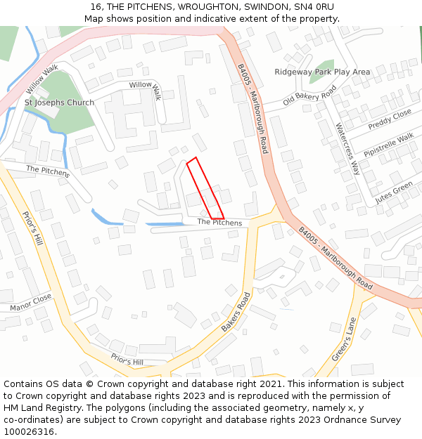 16, THE PITCHENS, WROUGHTON, SWINDON, SN4 0RU: Location map and indicative extent of plot