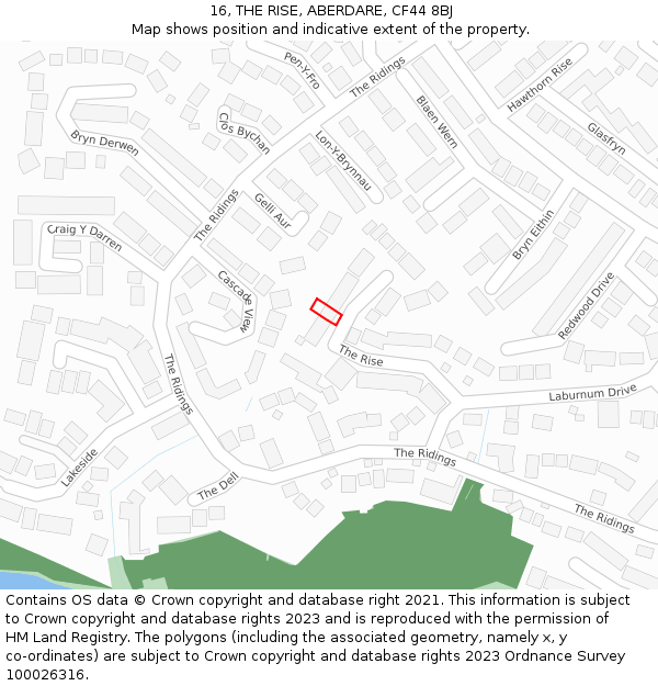 16, THE RISE, ABERDARE, CF44 8BJ: Location map and indicative extent of plot