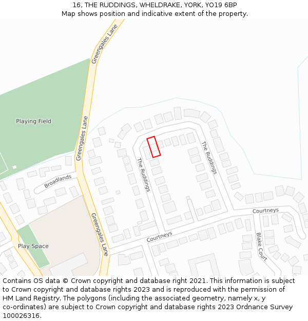 16, THE RUDDINGS, WHELDRAKE, YORK, YO19 6BP: Location map and indicative extent of plot