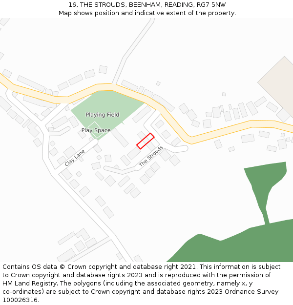 16, THE STROUDS, BEENHAM, READING, RG7 5NW: Location map and indicative extent of plot