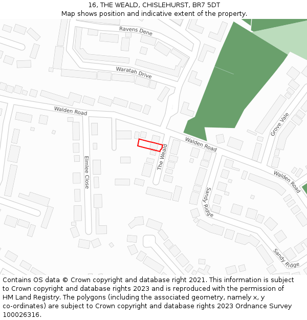 16, THE WEALD, CHISLEHURST, BR7 5DT: Location map and indicative extent of plot