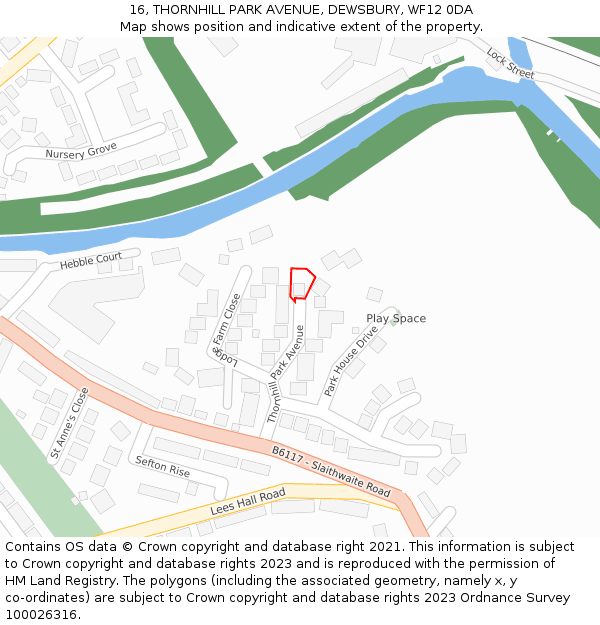 16, THORNHILL PARK AVENUE, DEWSBURY, WF12 0DA: Location map and indicative extent of plot