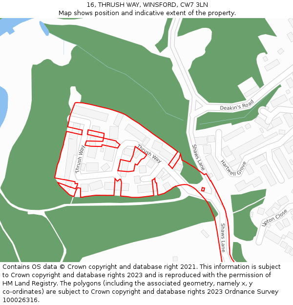 16, THRUSH WAY, WINSFORD, CW7 3LN: Location map and indicative extent of plot