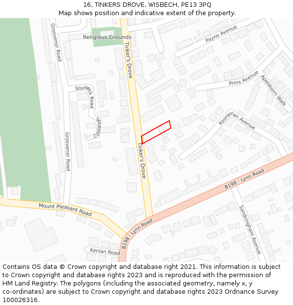 16, TINKERS DROVE, WISBECH, PE13 3PQ: Location map and indicative extent of plot