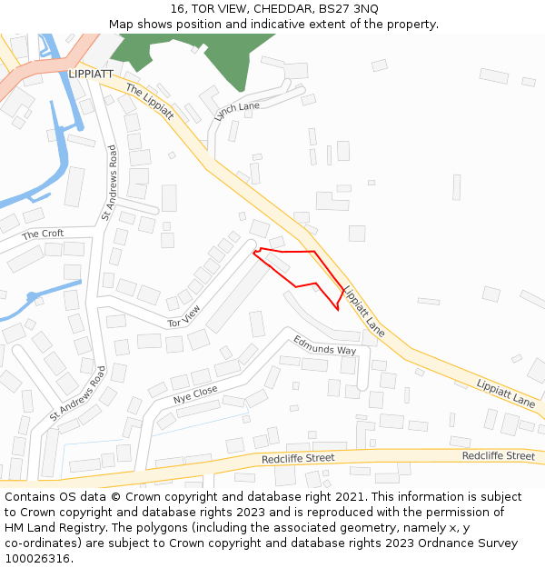 16, TOR VIEW, CHEDDAR, BS27 3NQ: Location map and indicative extent of plot