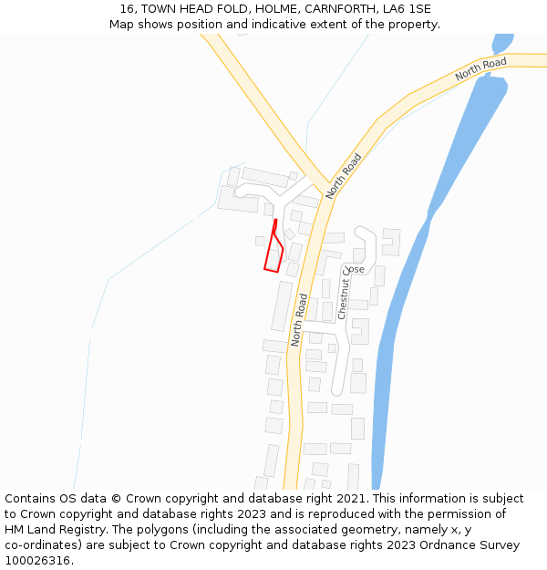 16, TOWN HEAD FOLD, HOLME, CARNFORTH, LA6 1SE: Location map and indicative extent of plot