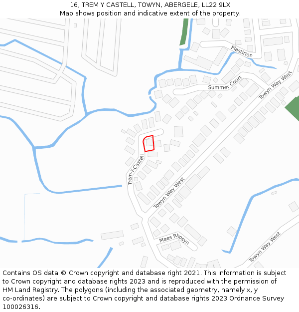 16, TREM Y CASTELL, TOWYN, ABERGELE, LL22 9LX: Location map and indicative extent of plot