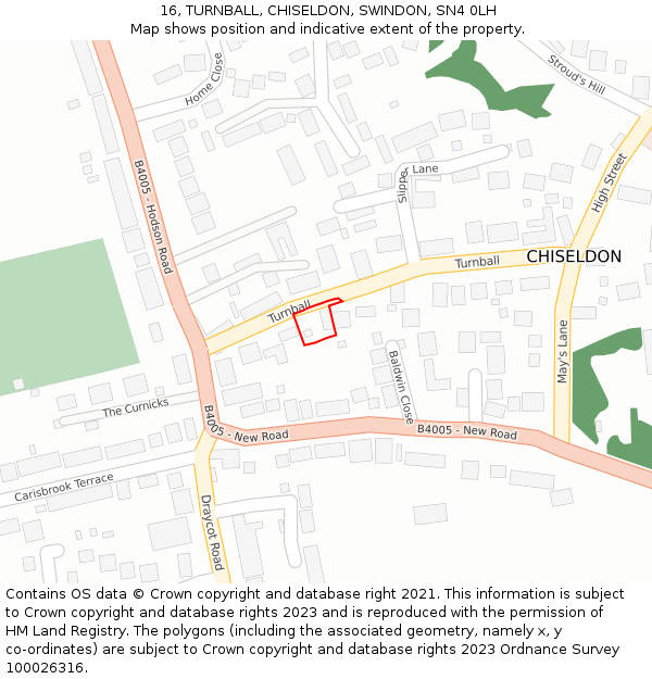 16, TURNBALL, CHISELDON, SWINDON, SN4 0LH: Location map and indicative extent of plot