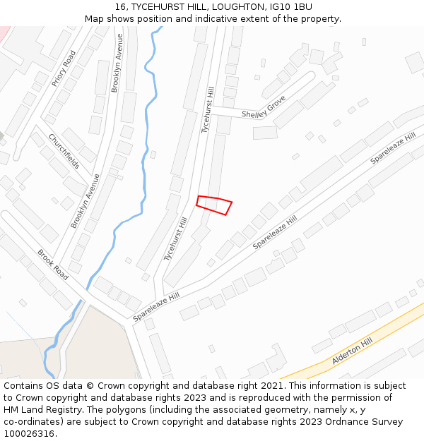 16, TYCEHURST HILL, LOUGHTON, IG10 1BU: Location map and indicative extent of plot