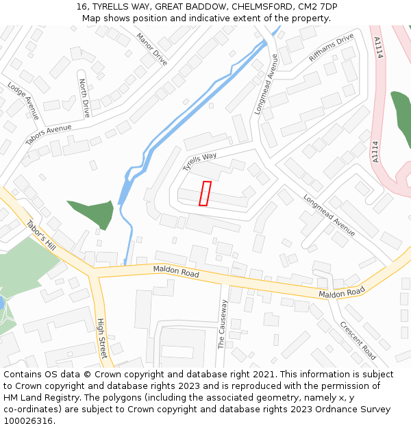 16, TYRELLS WAY, GREAT BADDOW, CHELMSFORD, CM2 7DP: Location map and indicative extent of plot