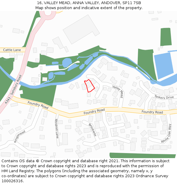 16, VALLEY MEAD, ANNA VALLEY, ANDOVER, SP11 7SB: Location map and indicative extent of plot