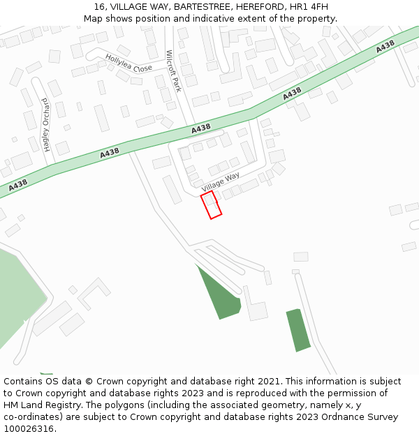 16, VILLAGE WAY, BARTESTREE, HEREFORD, HR1 4FH: Location map and indicative extent of plot