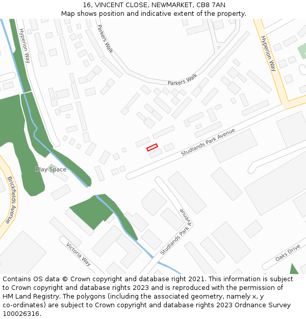 16, VINCENT CLOSE, NEWMARKET, CB8 7AN: Location map and indicative extent of plot