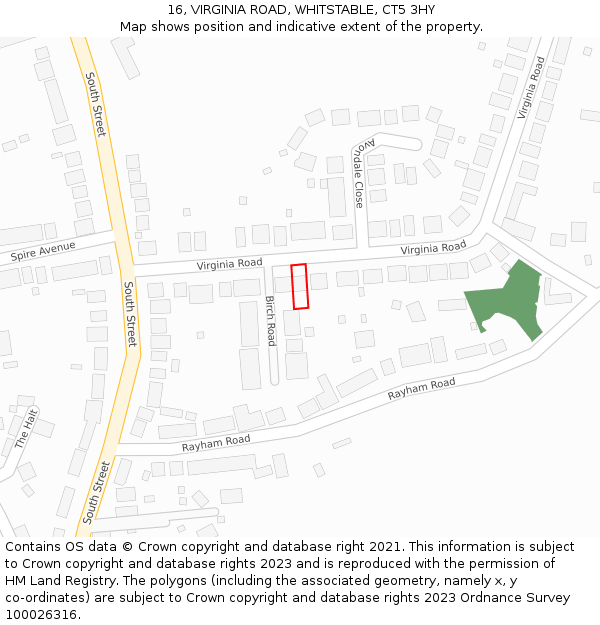 16, VIRGINIA ROAD, WHITSTABLE, CT5 3HY: Location map and indicative extent of plot