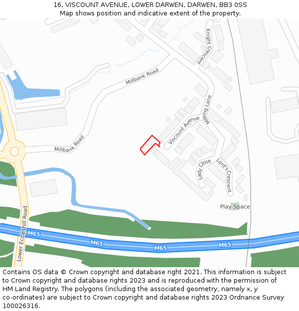 16, VISCOUNT AVENUE, LOWER DARWEN, DARWEN, BB3 0SS: Location map and indicative extent of plot