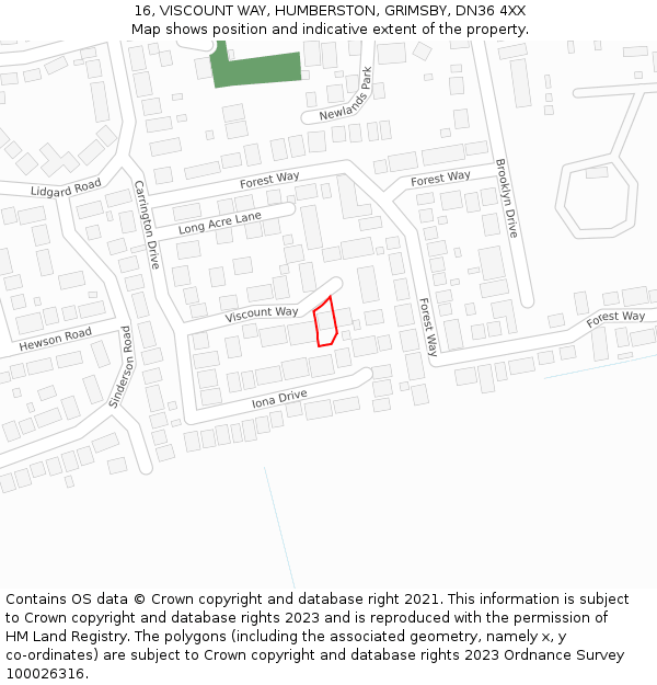 16, VISCOUNT WAY, HUMBERSTON, GRIMSBY, DN36 4XX: Location map and indicative extent of plot