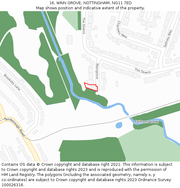 16, WAIN GROVE, NOTTINGHAM, NG11 7ED: Location map and indicative extent of plot