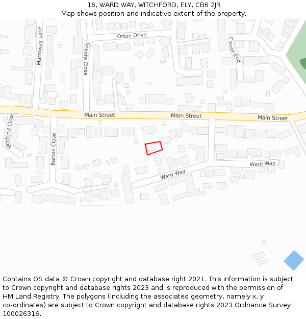 16, WARD WAY, WITCHFORD, ELY, CB6 2JR: Location map and indicative extent of plot