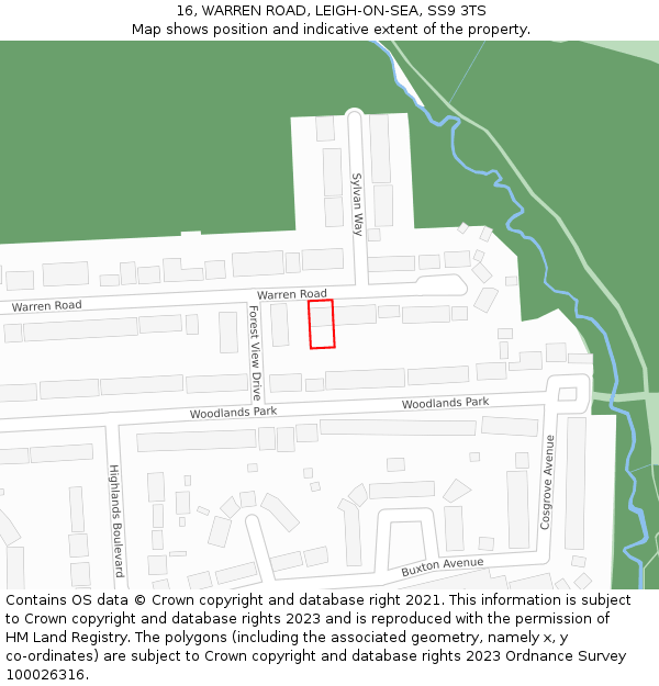 16, WARREN ROAD, LEIGH-ON-SEA, SS9 3TS: Location map and indicative extent of plot