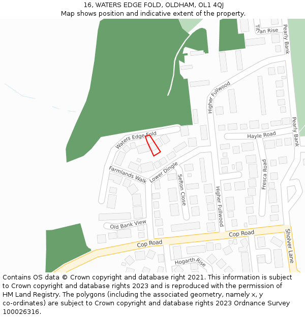 16, WATERS EDGE FOLD, OLDHAM, OL1 4QJ: Location map and indicative extent of plot