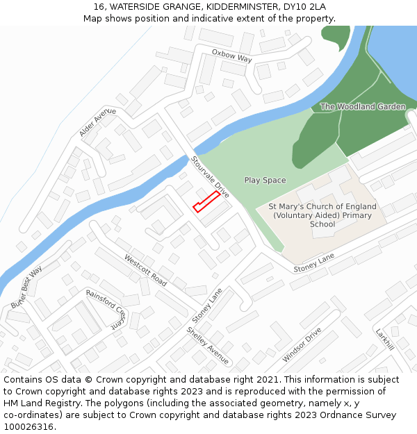 16, WATERSIDE GRANGE, KIDDERMINSTER, DY10 2LA: Location map and indicative extent of plot