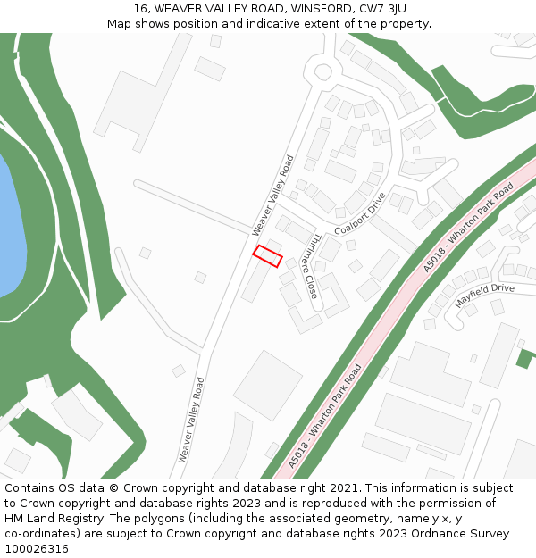 16, WEAVER VALLEY ROAD, WINSFORD, CW7 3JU: Location map and indicative extent of plot