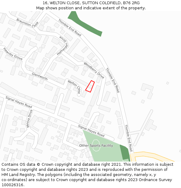 16, WELTON CLOSE, SUTTON COLDFIELD, B76 2RG: Location map and indicative extent of plot