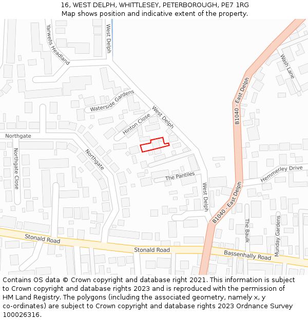 16, WEST DELPH, WHITTLESEY, PETERBOROUGH, PE7 1RG: Location map and indicative extent of plot