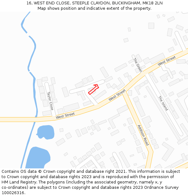 16, WEST END CLOSE, STEEPLE CLAYDON, BUCKINGHAM, MK18 2LN: Location map and indicative extent of plot