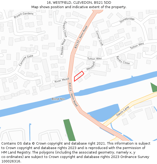 16, WESTFIELD, CLEVEDON, BS21 5DD: Location map and indicative extent of plot