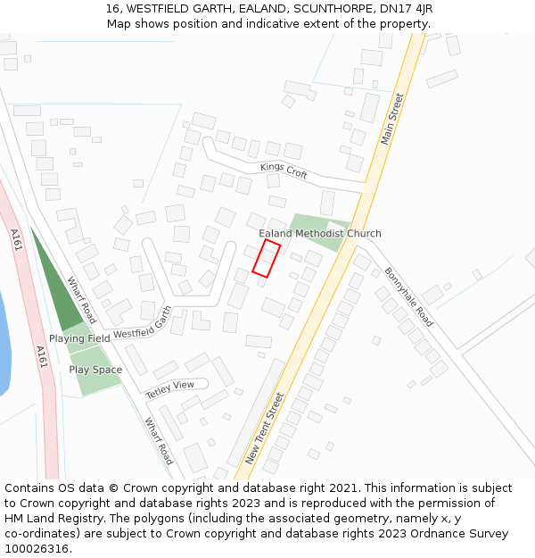 16, WESTFIELD GARTH, EALAND, SCUNTHORPE, DN17 4JR: Location map and indicative extent of plot