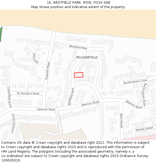 16, WESTFIELD PARK, RYDE, PO33 3AB: Location map and indicative extent of plot